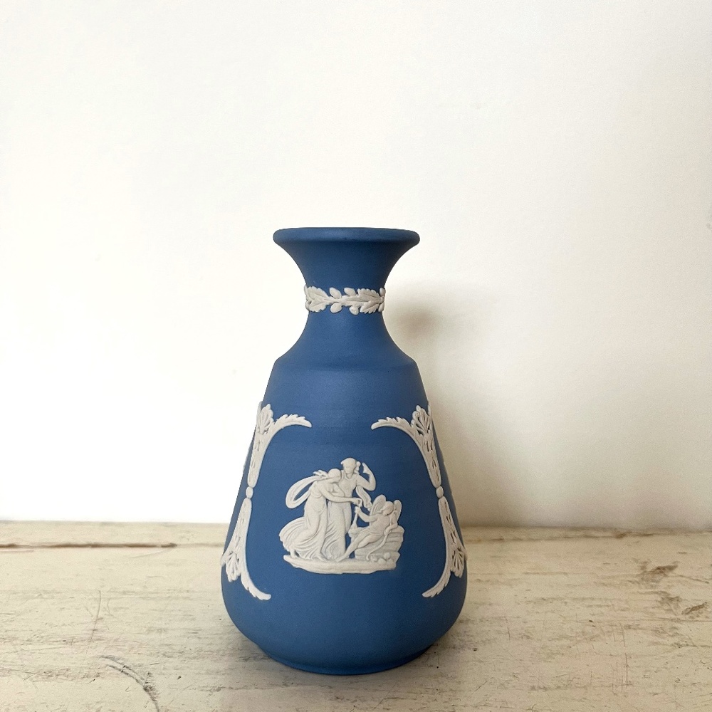 Vintage Jasperware Wedgwood Blue Bud Vase from 1978